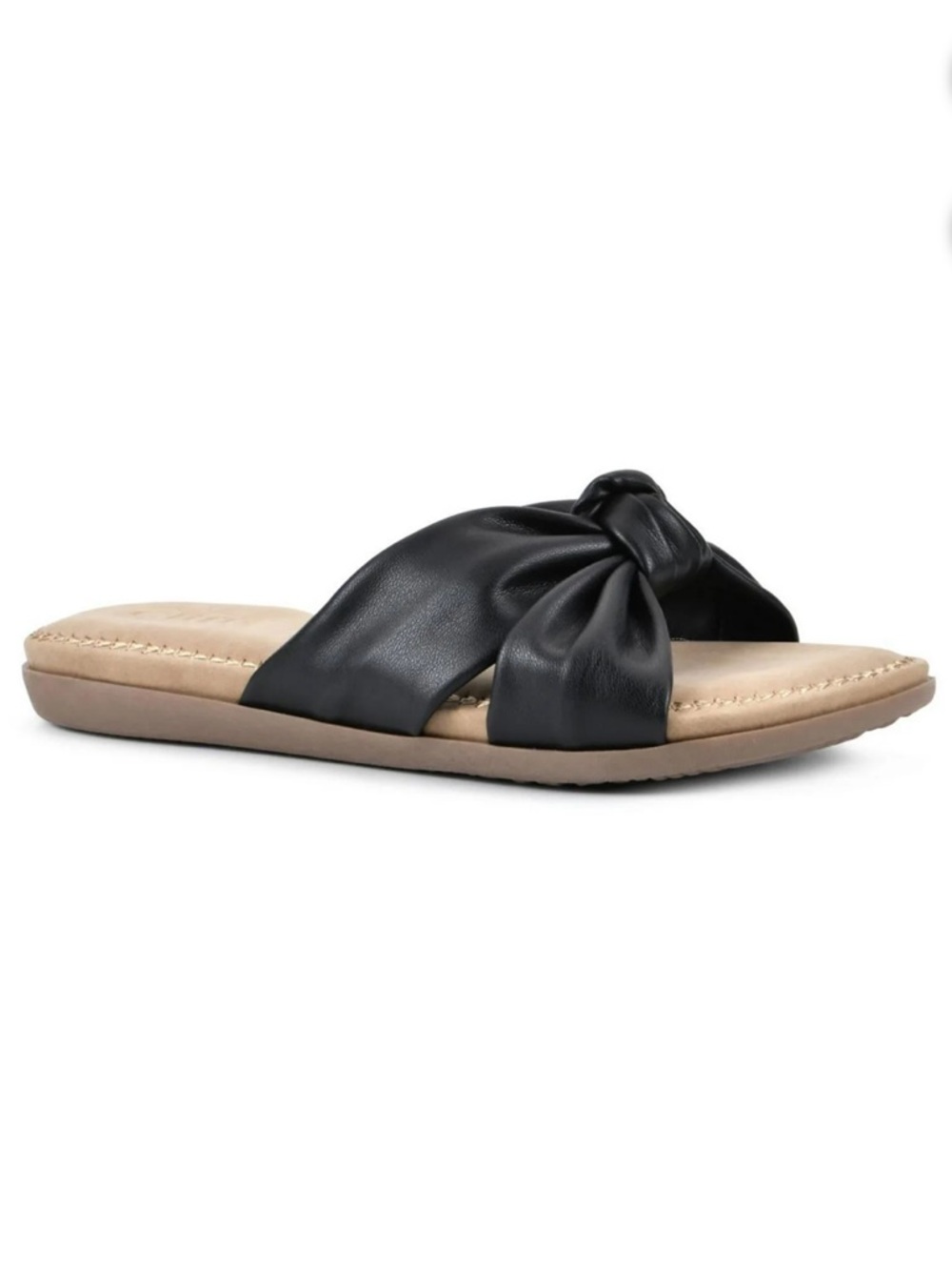 Black Knotted ‘Favorite’ Slip On Open Toe Slide Sandal